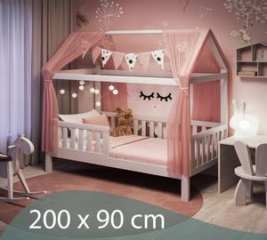 Kinderbett Tedi 160x70 cm Bett mit Matratze Bettkasten Grau Rosa Neu 