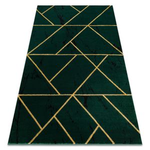Koberec EMERALD exkluzívne 1012 glamour, štýlový geometrický, mramor fľaškovo zelené / zlato zelený 160x220 cm