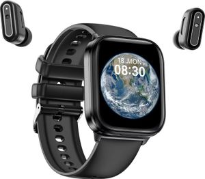 Smartwatch mit kabellosen Kopfhörern  Mini In-Ear Bluetooth Earbuds  Pulsuhr, Schrittzähler, Gesundheitsuhr  Sportuhr für Herren  Musik-Uhr