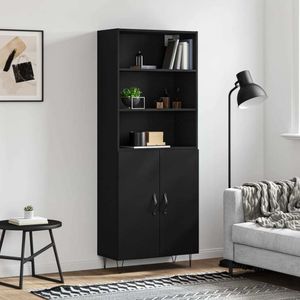 vidaXL Highboard Schwarz 69,5x34x180 cm Holzwerkstoff