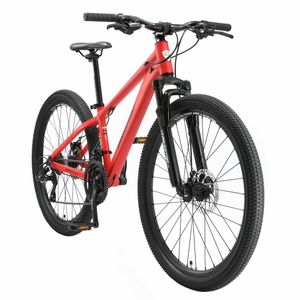 BIKESTAR hliníkový horský bicykel 26 palcov, 21 prevodov hardtail šport MTB 13 palcový rám kotúčová brzda odpružená vidlica, červená