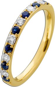 Memoire Ring Gelbgold 585 blaue Saphire 0.29ct Diamanten 0.24ct TW VSI 18