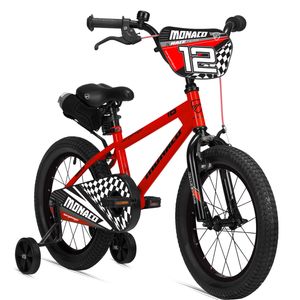 Bergsteiger Monaco 12 Zoll Kinderfahrrad, geeignet für 3 und 4 Jahre, BMX, Stützräder, Rücktrittbremse, Trinkflasche, Kettenschutz