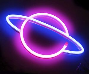 Planet Leuchtschilder - LED Planet Neonlicht Rosa/Blau Planet Neonschild Wandlichter, Batterie oder USB betrieben Planet Licht Dekoration für Zuhause, Kinderzimmer, Bar, Party, Weihnachten