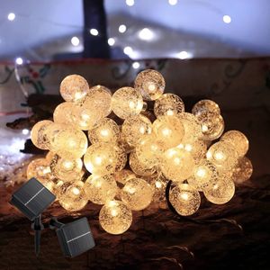 LUMILED solar fairy lights outdoor 16,8m 100x LED crystal balls solar fairy lights warm white outdoor waterproof IP44 for garden terrace balcony wedding party outdoor Christmas Easter crystal balls