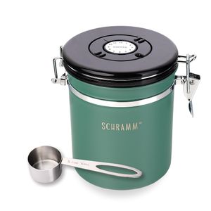 Schramm® Kaffeedose 1500 ml in 10 Farben mit Dosierlöffel Höhe: 15cm Kaffeedosen Kaffeebehälter aus Edelstahl , Farbe:grün