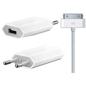 2v1 Apple iPhone 3G, 4, 4S iPod napájecí zdroj + nabíjecí kabel datový kabel nabíječka bílá