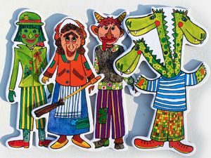 Drak a strašidlá - bábky 4 ks