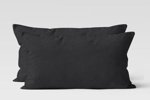 Jersey Kissenhüllen 2er Set 100% Baumwolle superweich Kopfkissenhülle Bettkissenbezug Kopfkissenbezug Kissenbezug 40x80 cm, Farbe:schwarz