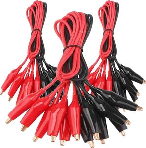 30 Stück Krokodilklemmen mit Kabel Messleitungs-Set, Doppelklemmen Messleitung (50 cm)