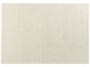 Teppich Beige aus Wolle 160 x 230 cm Rechteckig Gestreiftes Muster für Wohnzimmer Schlafzimmer Flur