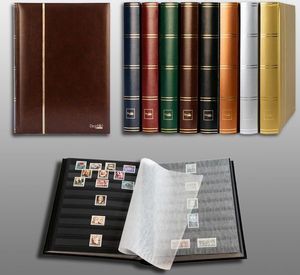 Prophila Collection 60 Schwarze Seiten Briefmarkenalbum Einsteckbuch Wattierter Brauner Einband