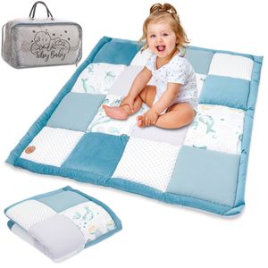 Baby Krabbeldecke 120x120 cm Velvet - Spielmatte PATCHWORK Spielmatte gepolstert Bodenmatte dicke Babykrabbeldecke Baumwolle mit Velvet activity mat Wassertiere