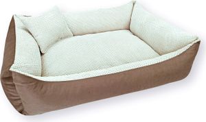 4L Textil TEO Hundekorb mittelgroße Hunde Kuscheliges Hundebett mit Bezug Hundekissen flauschig Hundekörbchen Hundesofa (80x60 cm, Braun/Beige)