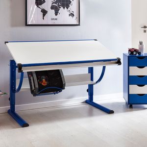 Designový dětský psací stůl MORITZ dřevo 120 x 60 cm modrý /