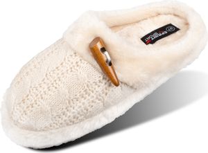 Damen Pantoffeln, Warme Plüsch Hausschuhe Indoor rutschfeste Slippers Beige Gr. 37