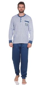 Herren Pyjama Winter Schlafhose und Shirt Baumwolle;  Grau/XXL