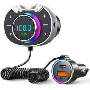 Auto Bluetooth 5.3 FM Transmitter, KFZ Wireless Radio Adapter,Schnelllade KFZ-Transmitter,Freisprecheinrichtung & Sprachassistent,Übergroßes Mikro