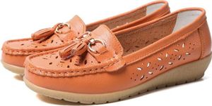Bequeme, lässige Schuhe mit Keilabsatz, 44, orange