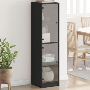 vidaXL Highboard mit Glastüren Schwarz 35x37x142 cm