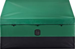 SucceBuy 100 Gallonen Aufbewahrungsbox für den Außenbereich, wasserdichte Deckbox aus PE-Plane mit verzinktem Rahmen, Allwetterschutz und tragbar, für Camping, Garten, Poolrand, Hof, Braun und Blau