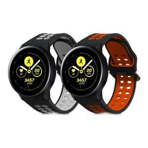 kwmobile 2x Sportarmband kompatibel mit Samsung Galaxy watch 5 / Watch 5 Pro Armband - Fitnesstracker Band Set aus TPU Silikon in Schwarz Grau Schwarz Orange