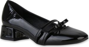 VAN HILL Damen Riemchenballerinas Ballerinas Klassische Schleifen Schuhe 841497, Farbe: Schwarz, Größe: 37
