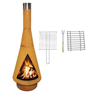YERD Gartenkamin Denver Corten Stahl Terrassenofen Feuer Edelrost Grill 125cm