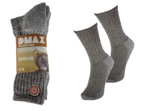 DMAX 6 Paar Wandersocken / Socken, in 39-42 in Beige-Grau m. braunen Streifen für Damen und Herren
