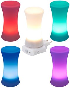 LED Steckdosen Nachtlicht Taschenlampe Weiß Bunt Bewegungsmelder Notlicht Zylinder
