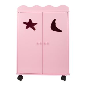 Small Foot Wood für Puppen Pink Kleiderschrank 46X25X66 cm, Farbe:rosa