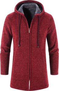 ASKSA Herren Strickjacke mit Kapuze Lang Gestrickt Cardigan Pullover Hoodie Kapuzenjacke Winter Fleecejacke, Rotwein, XL ASKSA Herren Strickjacke mit Kapuze Lang Gestrickt Cardigan Pullover Hoodie Kapuzenjacke Winter Fleecejacke, Rotwein, XL