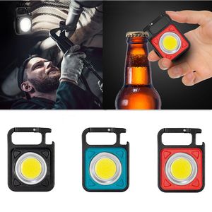 3 Stk 4 In 1 Multifunktion Mini COB LED Taschenlampe mit Schlüsselanhänger,Klappständer, Flaschenöffner,USB Wiederaufladbare Wasserdicht