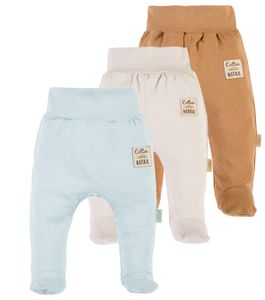 Baby Hose mit Fuß Set Strampelhose 3er Pack Neutral für Neugeborene Jungen & Mädchen 100% Baumwolle -Easy Life- (Größe 56)