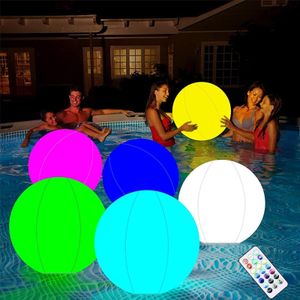 4-Lichtmodi 60cm LED-Wasserball LED Glowing Ball mit Fernbedienung & Pumpe, Aufblasbare Leucht Wasserdichte Strandball Strandparty-Spiele Poolterrassen Gartendekorationen