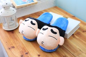 Herren Damen Anime Crayon Shin-chan Plüsch Hausschuhe Indoor Baumwoll Hausschuhe Cute Paare Warm Slippers Blau Gr.39-43