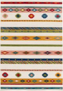 In- und Outdoorteppich - Mehrfarbig - 80 x 150 cm - Aztekenmuster