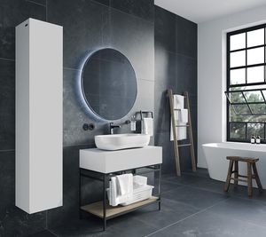 PLATAN ROOM Badezimmer Hängeschrank Badschrank 160 cm hoch Badhängeschrank mit Fronten in Matt und Push-to-Open Funktion
