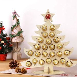 Weihnachten Schokolade halter Weihnachtsbaum Form Adventskalender Holz Party Countdown-Kalender