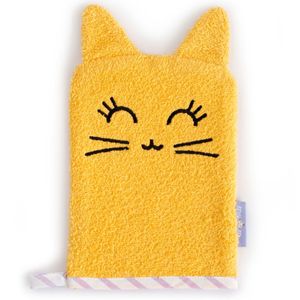 Milk&Moo Tombish Cat Waschhandschuh, kuschelweicher Waschlappen für Babys und Kinder, Badeschwamm, Badehandschuh, aus 100% Baumwolle, weich und lustig, orange, ab 0 Monaten