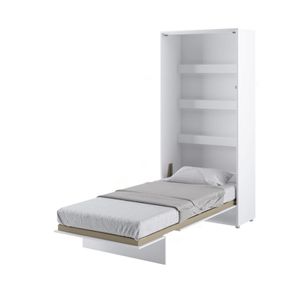 Vertikal Wandklappbett Bed Concept 90x200 cm, Modernes Klappbetten + Kleiderschrank (Farbe: Weiß)