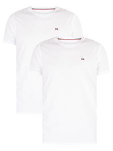 Tommy Jeans Herren 2er-Pack Schmal geschnittene Jersey-T-Shirts, Weiß M