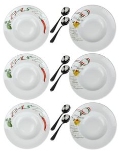 Pastateller (italienisches Design) und Pastalöffel / Retsch Arzberg / Ø30cm / Porzellan / 6er Set