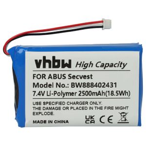 vhbw 1x Akku kompatibel mit ABUS Secvest FUAA50000, FUAA50100, FUAA50500, FUAA50600 Alarmanlage, Alarmsystem (2500 mAh, 7,4 V, Li-Polymer)