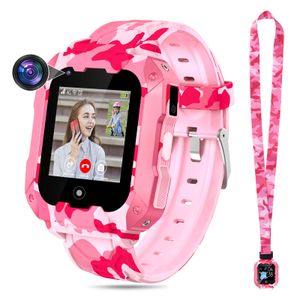 (Pink) T28 Smartwatch pro děti, 4G bezpečné chytré hodinky, GPS tracker, SOS volání, kamera wifi pro děti, studenty ve věku od 4 do 12 let, narozeninové dárky