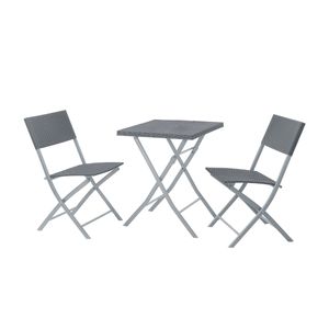 SVITA Poly-Rattan Bistro-Set Balkon-Set Klappmöbel Stuhl Tisch Garten-Möbel Grau