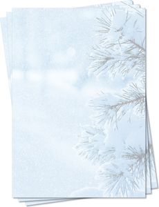 Motivpapier Briefpapier (Winter-5163, DIN A4, 25 Blatt) - tiefverschneite Winterlandschaft mit schneebedeckten Bäumen und dichtem Schneefall