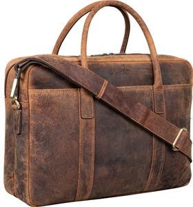 Benthill Laptoptasche Echt-Leder I Leder Umhängetasche für Laptop I Aktentasche für Notebook I Damen und Herren Tasche I Notebooktasche