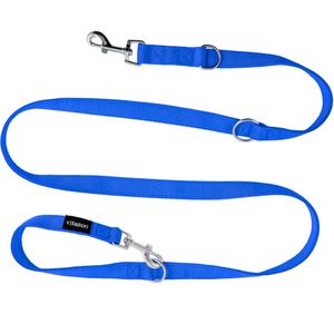 vitazoo Hundeleine in Blau 2mx2,5cm, fest und in 3 Längen verstellbar - geeignet für große und kräftige Hunde - Hundeleine, Doppelleine