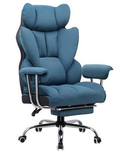 COMHOMA Bürostuhl Gaming Stuhl, Gamer Stuhl, Ergonomischer Bürostuhl Stoffoberfläche mit Fußstütze, höhenverstellbar, Schreibtischstuhl, Chefsessel, blau-stoff